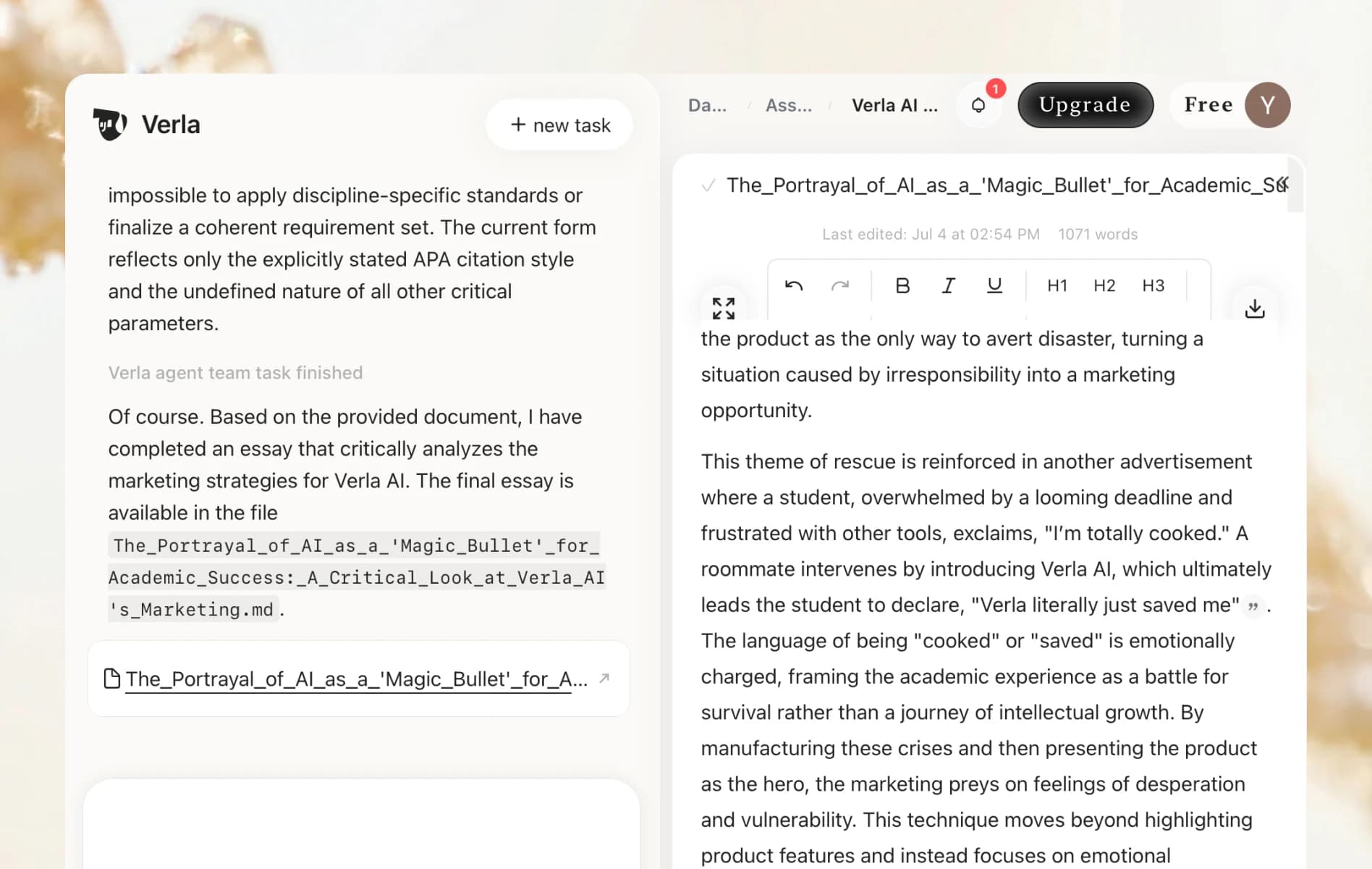 Assignment editing workflow preview