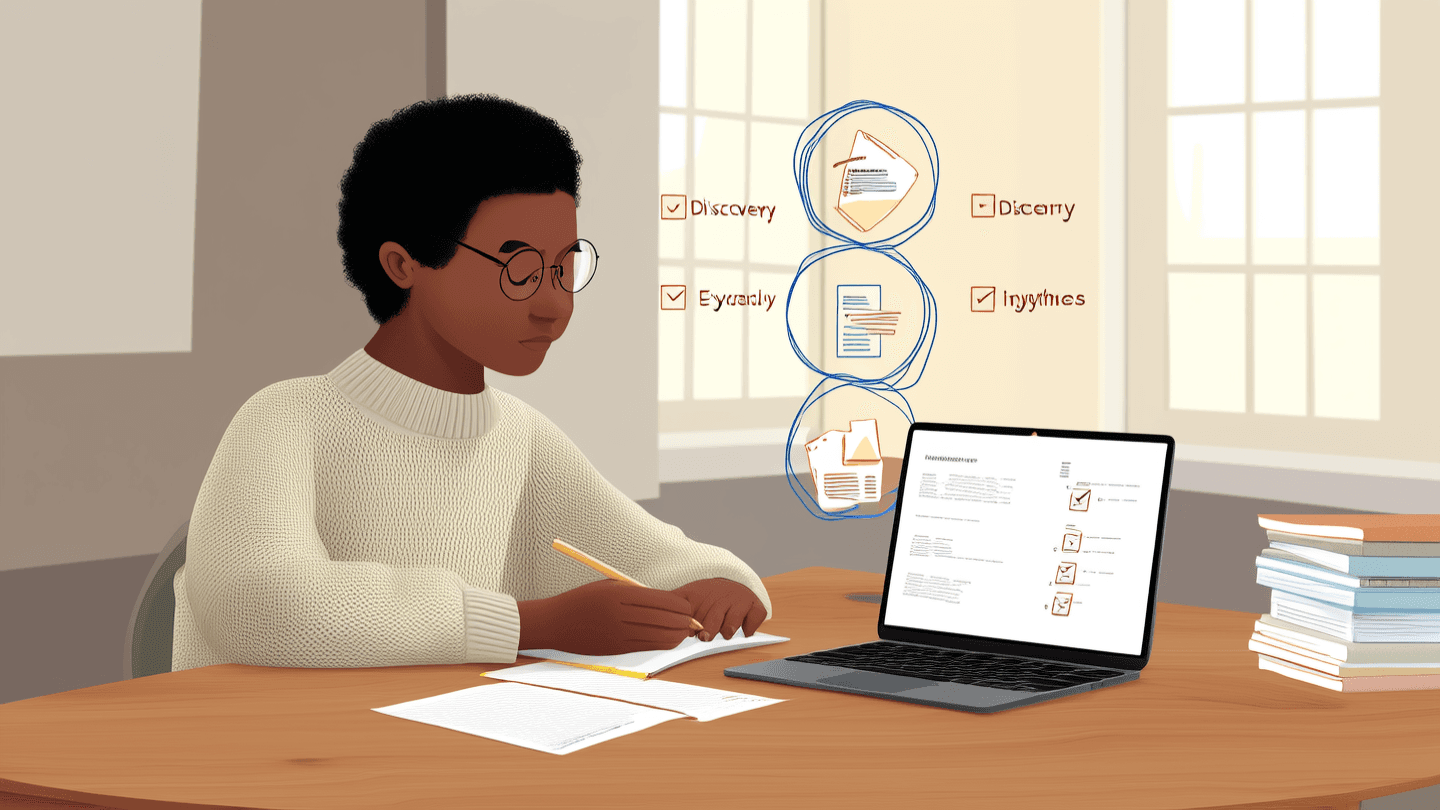 College student comparing AI literature review workflows