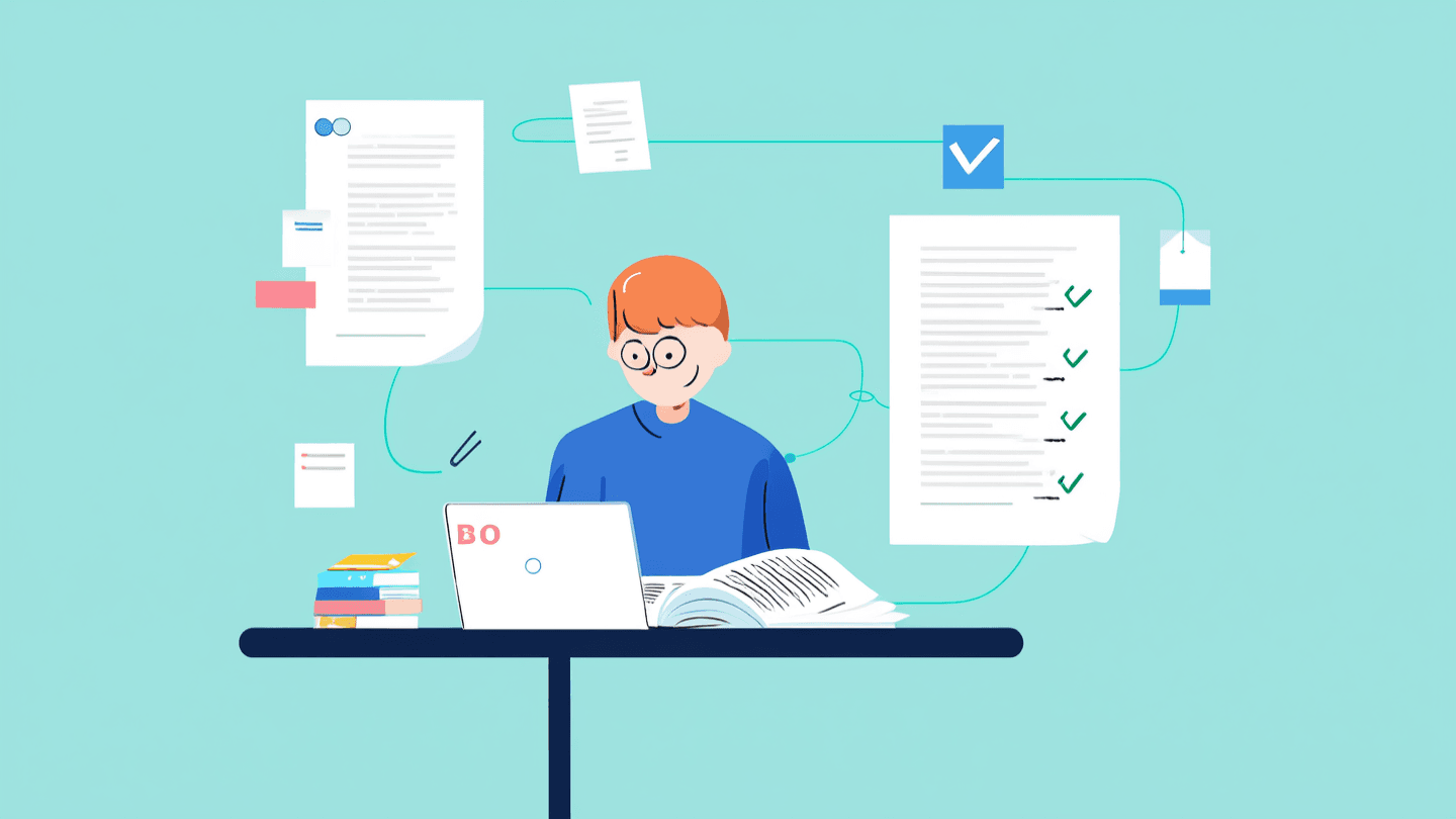 College student moving through an AI-assisted research paper workflow